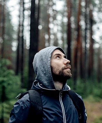 man looking up 