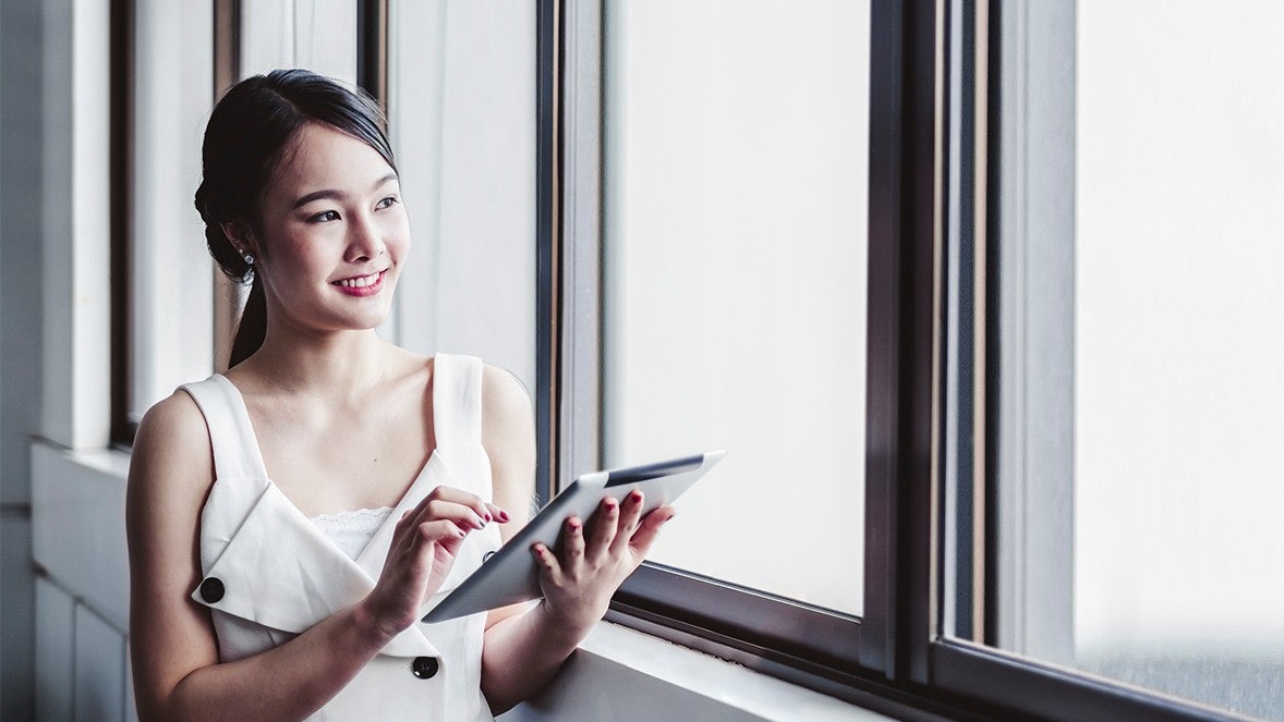 girl window tablet
