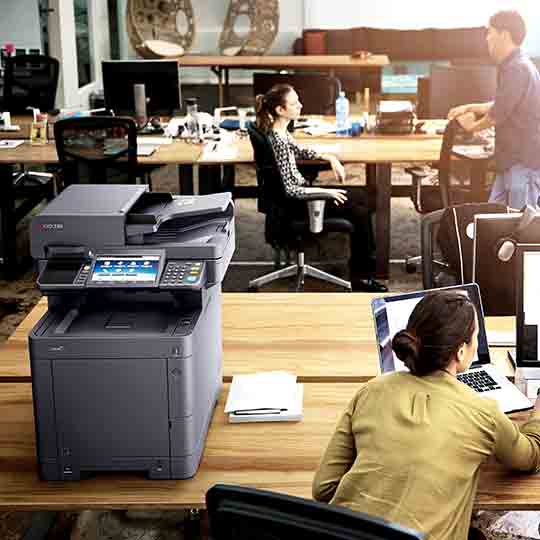 printer on desk in an office