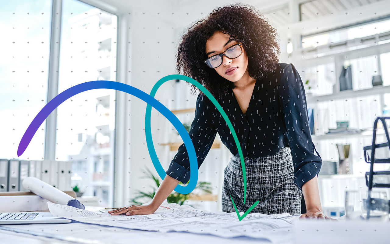 woman looking to papers