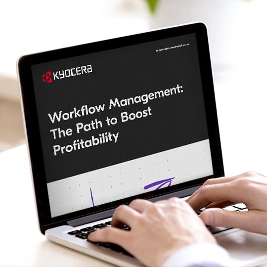 Profitability Rise through Workflow Improvement laptop with the ebook